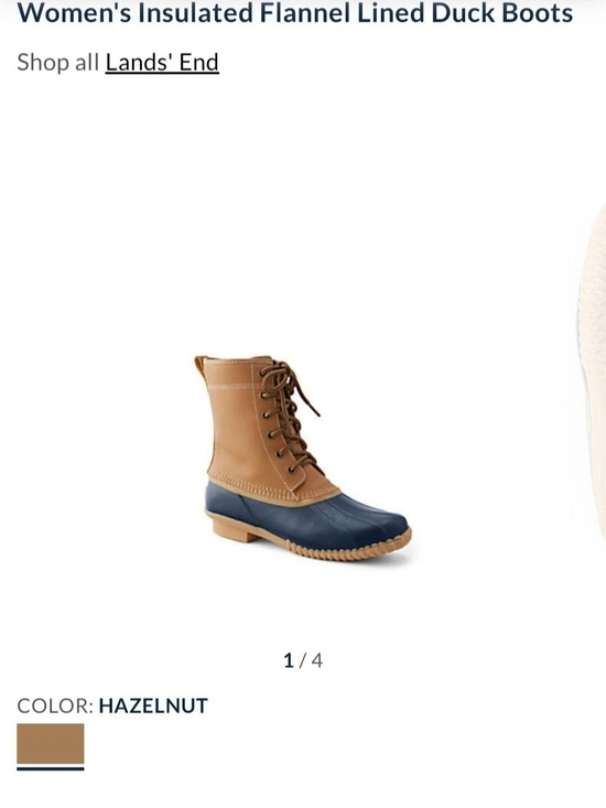 Lands' End Shoes - Lands' End Navy and Hazelnut Women's Insulated Duck Boots